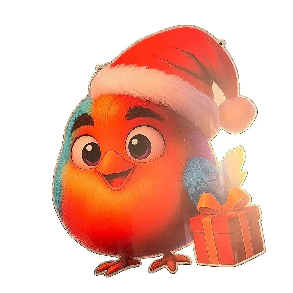 Diamond Art DIY Ornament Kit Christmas Bird w/ Santa Hat & Gift, SOGJ096
